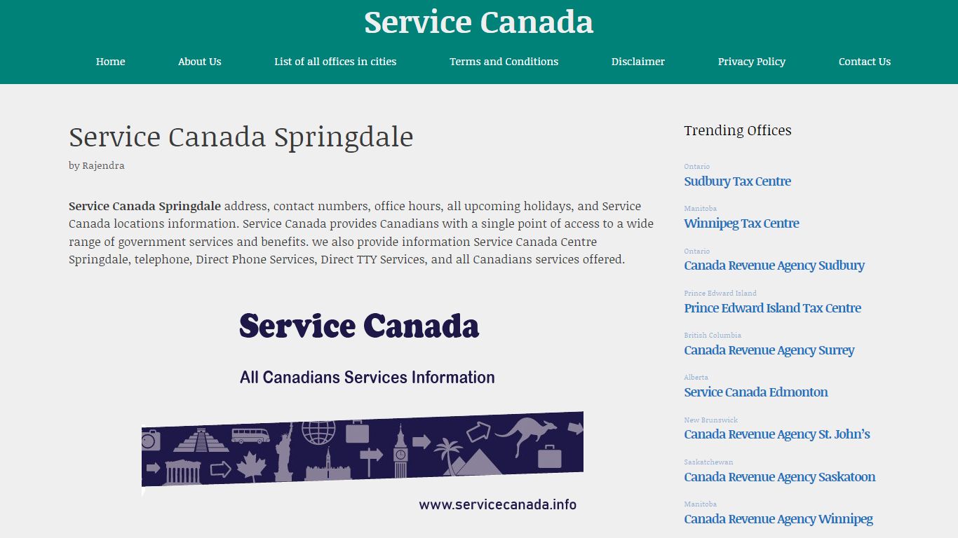 Service Canada Springdale Address, Contact, Maps, Hours, Support